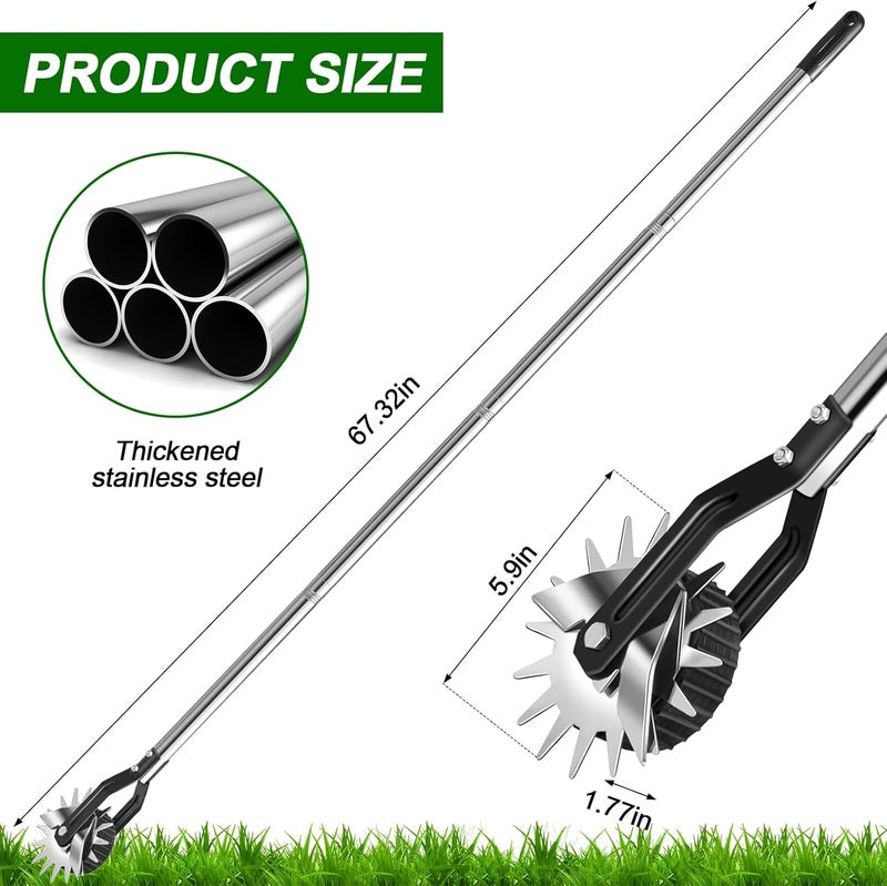 LASTOOLS Wheel Rotary Edger Lawn Tool, Sidewalk 66.7Inch Manual Lawn Edger, Grass Edge Trimmer, Adjustable Stainless Steel Handle with Cushion Grip,Soil,Garden and Yard Tool - Image 4